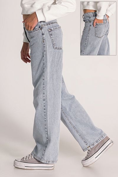 DMB BOYS & GIRLS Adjustable Waist Wide Leg 100% Cotton Girl's Jean Jeans
