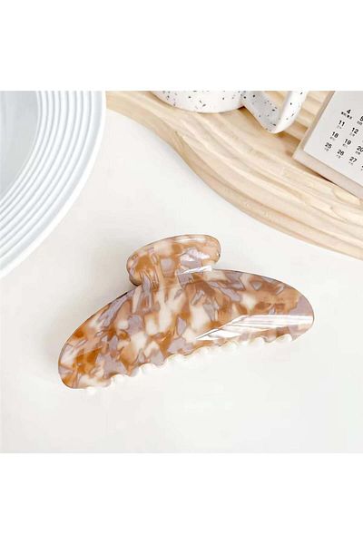 So Much Accesories Large Size Acetate Peg - Bone Look, Buckle Marble Pattern