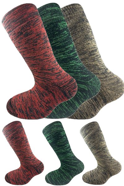 SİHİRLİ AYAKLAR Colorful 3 Pairs Thermal Unisex Men's and Women's Socks - Thick and Warm Heat Sink 38-42