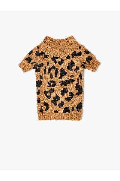 Koton Leopard Patterned Stand Collar Dog Sweater