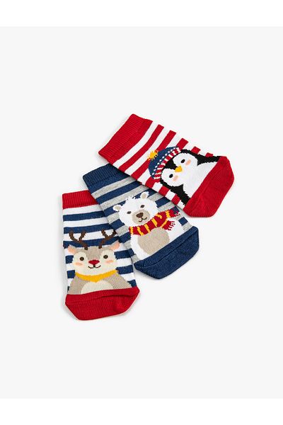 Koton Set of 3 Animals Printed Towel Socks