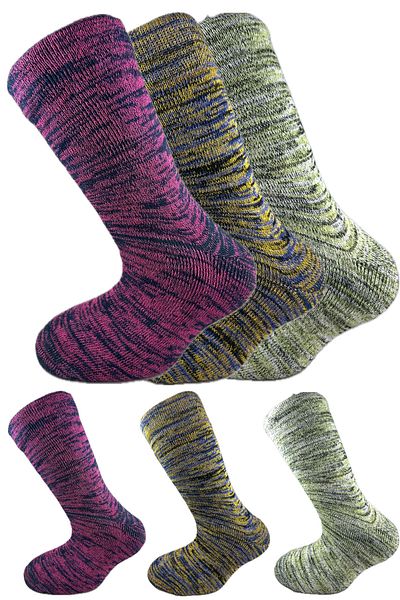 SİHİRLİ AYAKLAR Colorful 3 Pairs Thermal Unisex Men's and Women's Socks - Thick and Warm Heat Sink 38-42
