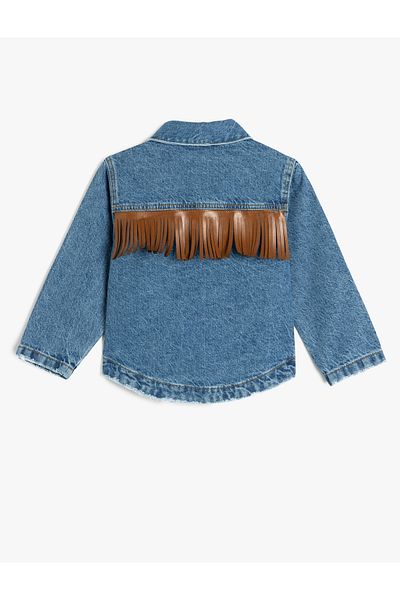 Koton Jachetă din denim din bumbac - Detaliu ciucuri acoperit și nasturi