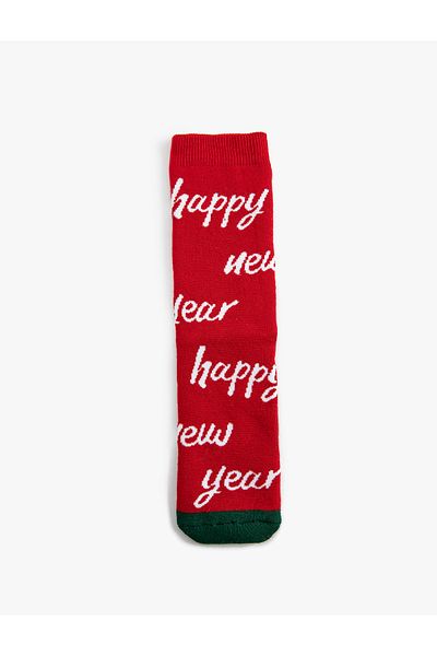 Koton Christmas Patterned Towel Socks
