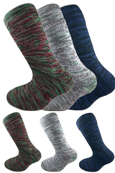 SİHİRLİ AYAKLAR Colorful 3 Pairs Thermal Unisex Men's and Women's Socks - Thick and Warm Heat Sink 38-42