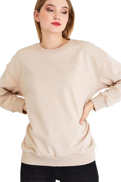 Tam12den Home Φούτερ Unisex Standard One Size Crew Neck Μπεζ χρώματος