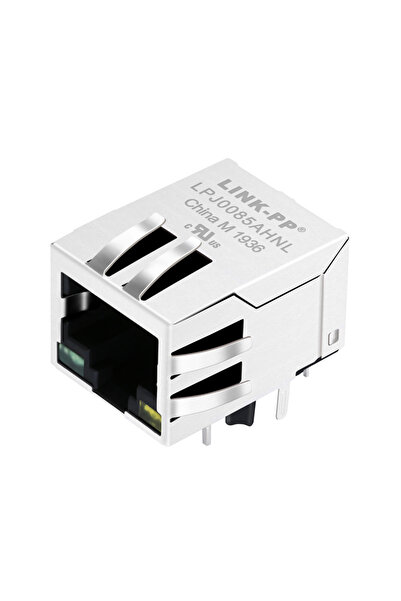 RJ45 8P8C Işıklı Dişi Ethernet Konnektörü - PCB Tipi