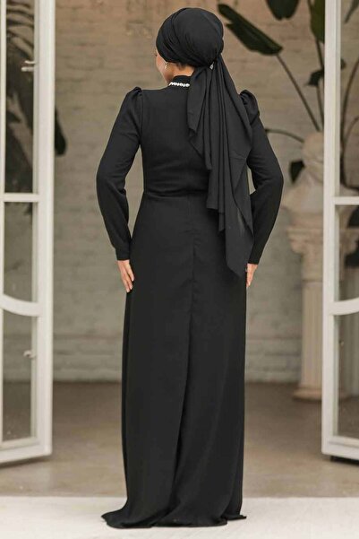 Neva Style Βραδινό φόρεμα με κεντημένο μαύρο χιτζάμπ 46021s