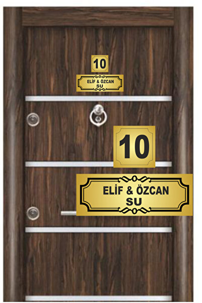 Outdoor One Kapı İsimliği Klasik Ev Dış Kapı İsimliği Çelik Kapı İsimliği Gold01