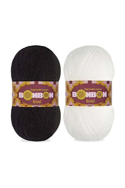 NAKO Bonbon Kristal Siyah Beyaz 2 Adet Lif İpi 98200 ve 98206