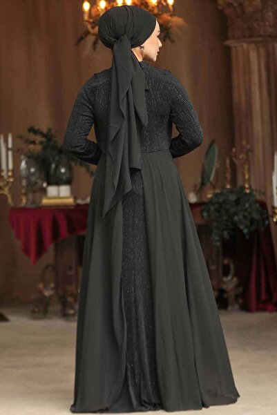 Neva Style Μαύρο Μουσουλμανικό βραδινό φόρεμα με ουρά 4443s