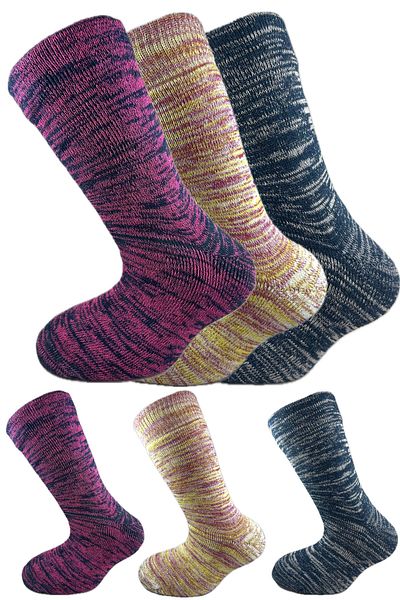 SİHİRLİ AYAKLAR Colorful 3 Pairs Thermal Unisex Men's and Women's Socks - Thick and Warm Heat Sink 38-42