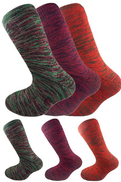 SİHİRLİ AYAKLAR Colorful 3 Pairs Thermal Unisex Men's and Women's Socks - Thick and Warm Heat Sink 38-42