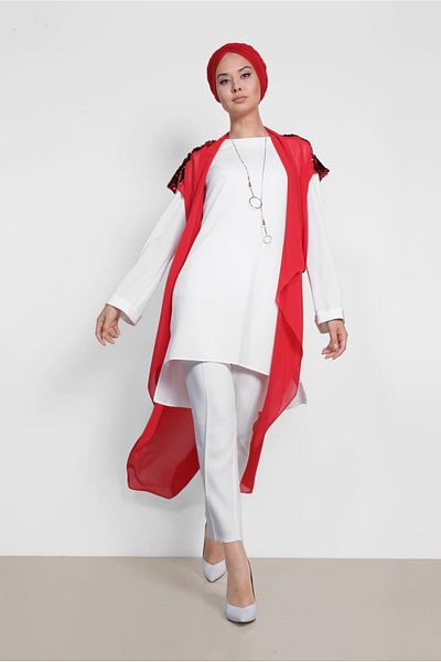 Alvina 4145 Model Double Tunic with Sequins