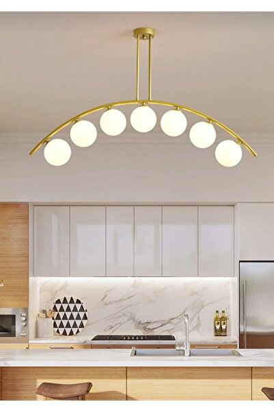 PARMA TASARIM 7li gold 10luk beyaz camlı modern avize