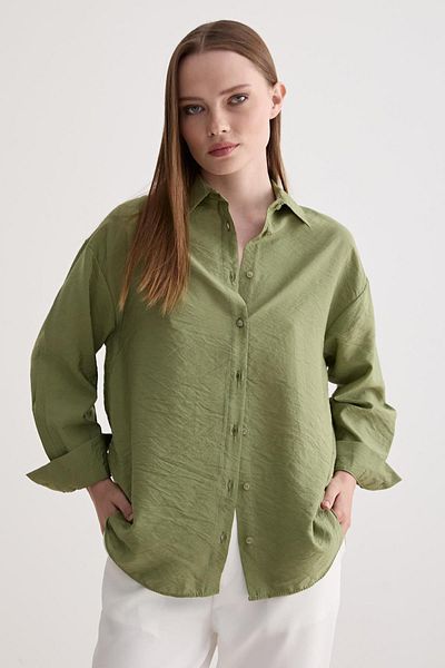 TENA Cămașă de damă cu fustă ovală cu mânecă lungă verde
