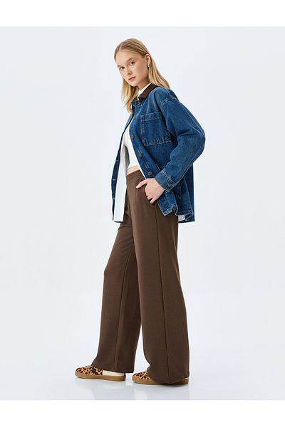 Koton Jogginghose mit weitem Bein, elastische Taille, bequeme Passform mit Taschen