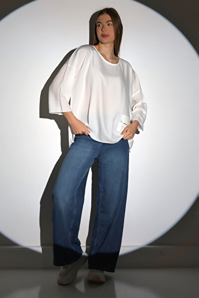 DİVİSTA Λευκό Γυναικείο T-Shirt - Λεπτομέρεια τσέπης