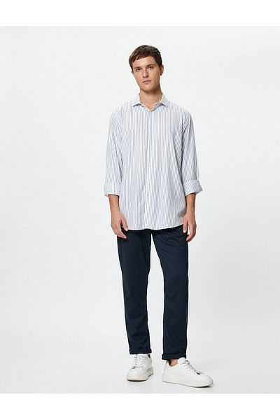 Koton Fabric Trousers with Lace Waist Slim Fit and Pocket Detail