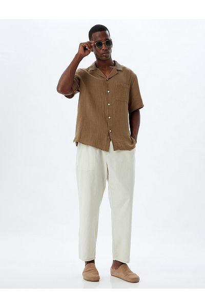 Koton Leinenhose mit elastischem Bund und Taschendetail