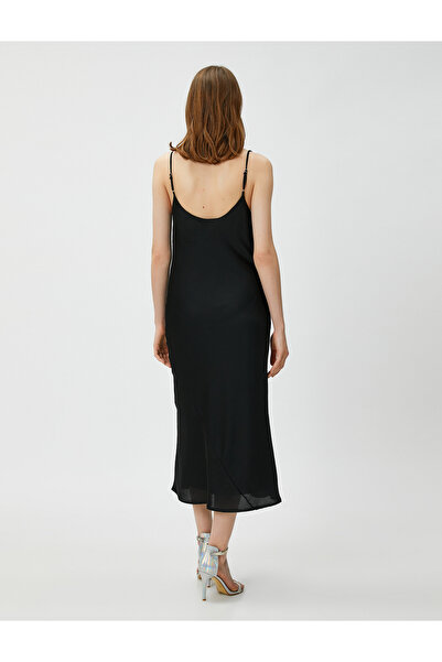 Koton Σατέν Midi Βραδινό Φόρεμα Λαιμόκοψη