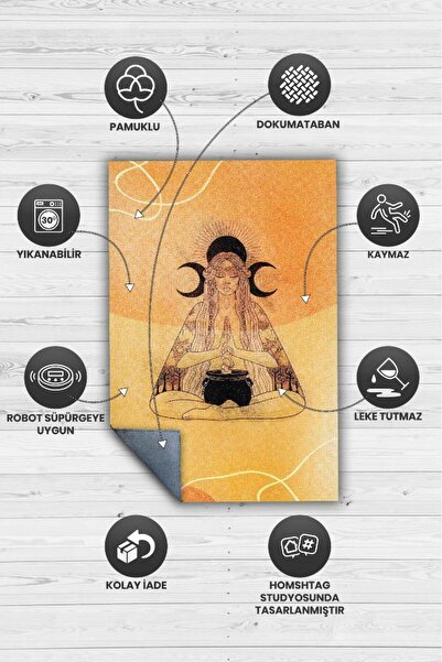 Homshtag Ritüel Meditasyon Krem Bej Halı Vintage Halı,yoga Halısı,sipiritüel Halı