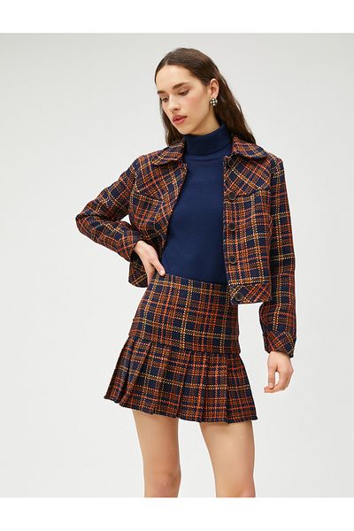 Koton Melis Ağazat X – Plissee-Mini-Tweed-Rock