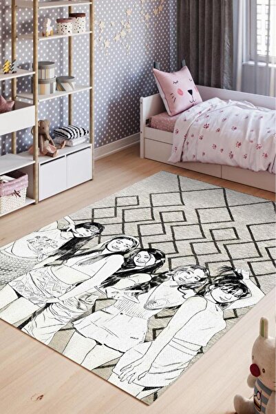 Homshtag Le Sserafim Açık Renkli Halı Müzik Sever Halısı Kpop Figürlü Genç Od...