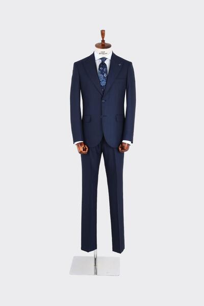 Kadir Büyükkaya Kırlangıç Yaka İki Düğmeli Erkek Takım Elbise-KAX1357S