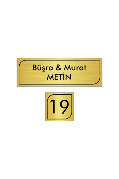DOOR WHISTLE DOOR NUMBER BLACK LETTERING ON GOLD METAL