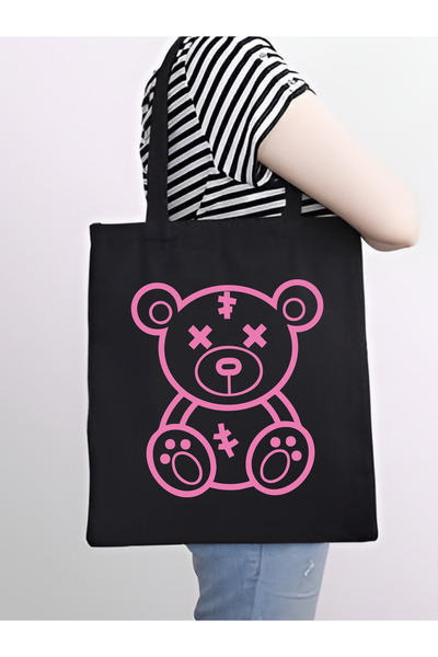 Cemira Teddy Bear Y2k Tote Bag, Χοντρή μαύρη υφασμάτινη τσάντα, Τσάντα αγορών, πάνινη τσάντα, τσάντα Pinterest