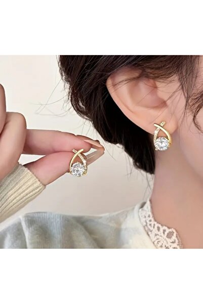 stainless steell lüks kore tarzıpaslanmaz çelik çivili çapraz şık küpe