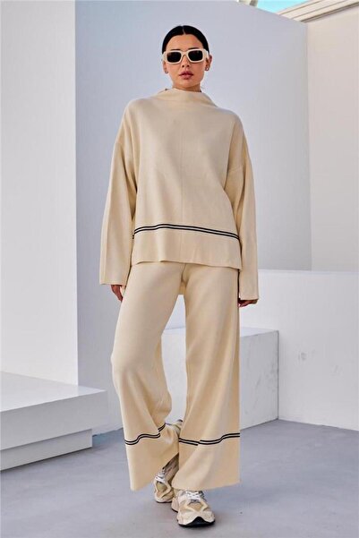 Fashion Friends 24K0124K1 Women's Side Stripe Knitwear Set