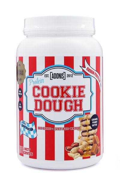 Adonis Gear Protein Cookie Dough, Caramel Peanut Butter, 1 Kg, 21.5g Of Casein Protein With 6.1g Carbs