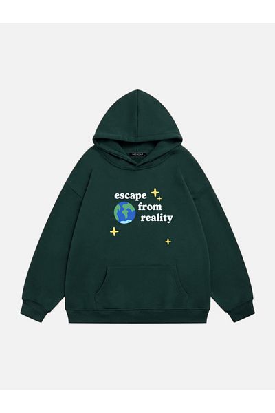 Mad&Calf Φούτερ από φλις με κουκούλα με στάμπα Scape From Reality