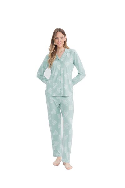 U.S. Polo Assn. Set de pijamale cu plăcuțe lungi de mentă pentru femei