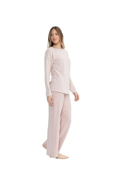 U.S. Polo Assn. Set de pijamale pentru femei, cu licență originală, roz Melange, cu gât rotund 17083