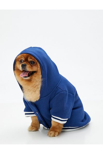 Koton Hooded Dog Sweatshirt Printed Ribbed Fleece Inside
