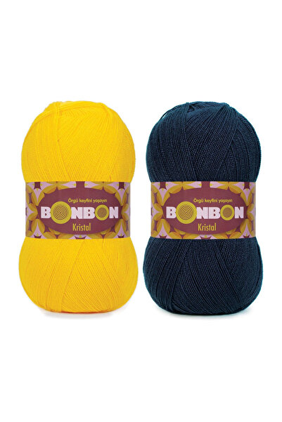NAKO Bonbon Kristal Sarı Lacivert 2 Adet Lif İpi 98217 ve 98207