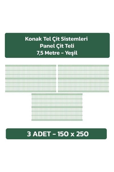Konak Tel Çit Aksaray 3 Adet Bahçe Panel Çit Teli 150x250 cm 4.mm Tel Kalınlı...
