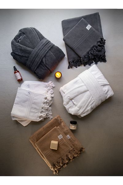 Barine Βαμβακερό μπουρνούζι Terry Shawl Collar Λευκό