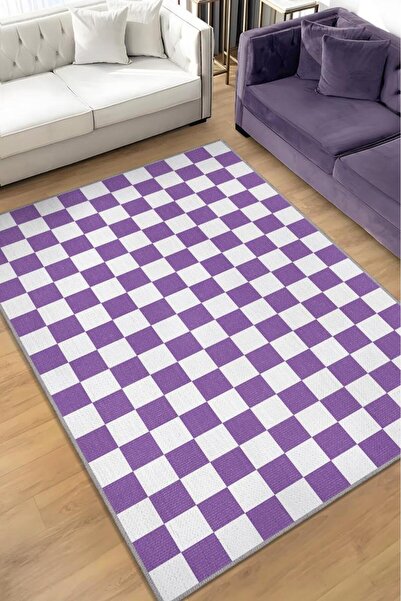 Homshtag Minimalist Damalı Pembe Beyaz Halı Kareli Oturma Odası Halısı Retro ...