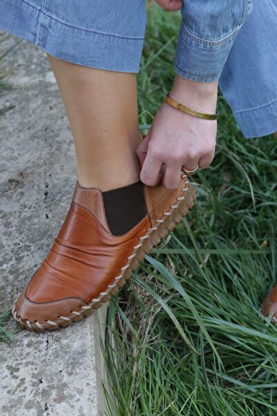 İNZE AYAKKABI Taba Multi Genuine Leather Casual Shoes - Model Name Sophia