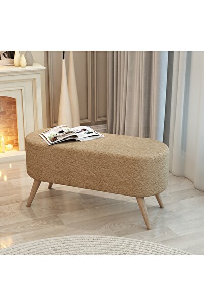Ayd Grup Ahşap Ayaklı Geniş Oturum Alanlı Oval Bench Puf
