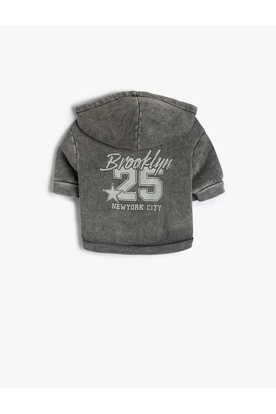 Koton Mikina pro psa s kapucí - na zip, potištěná na zádech, antibakteriální látka s vybledlým efektem