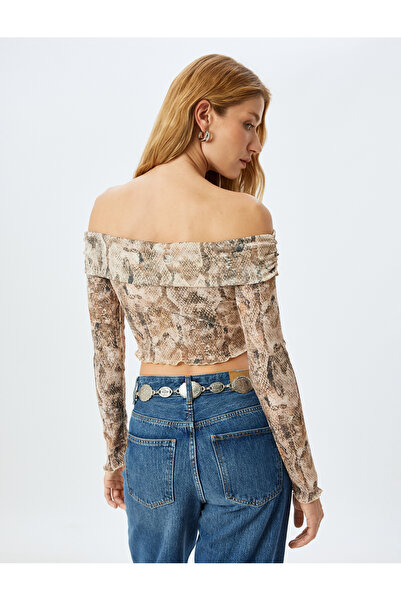 Koton Μακρυμάνικο μπλουζάκι με στάμπα από δέρμα φιδιού