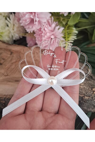 DECORA HOBİ İstiridye Şeffaf Pleksi Söz,nişan, Nikah, Kına Hediyesi ,pleksi Söz Nişan Magneti (25 Adet)