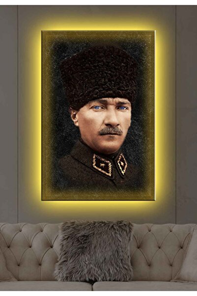 rustiktablo SANATSAL ATATÜRK LEDLİ KANVAS TABLO