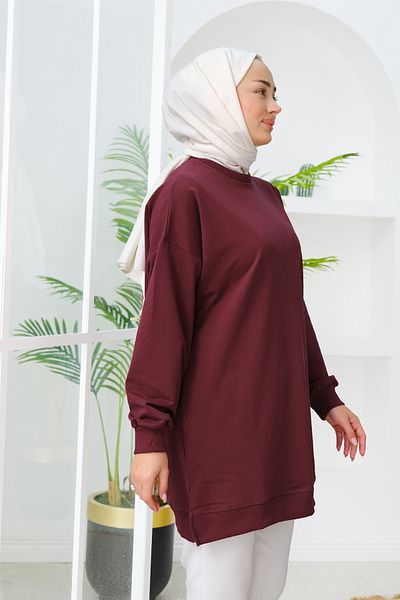 LOCCO Claret Red Casual Tunic - Γυναικεία Λεπτομέρεια Στολισμού