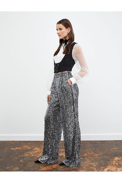 Koton Tuba Ünsal X – Paillettenhose mit weitem Bein